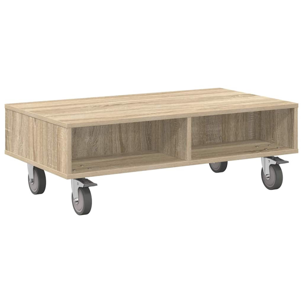 Produktbild för Sido bord med hjul Sonoma-ek 90 x 50 x 30 cm Konstruerat trä