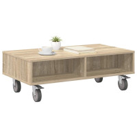 Produktbild för Sido bord med hjul Sonoma-ek 90 x 50 x 30 cm Konstruerat trä