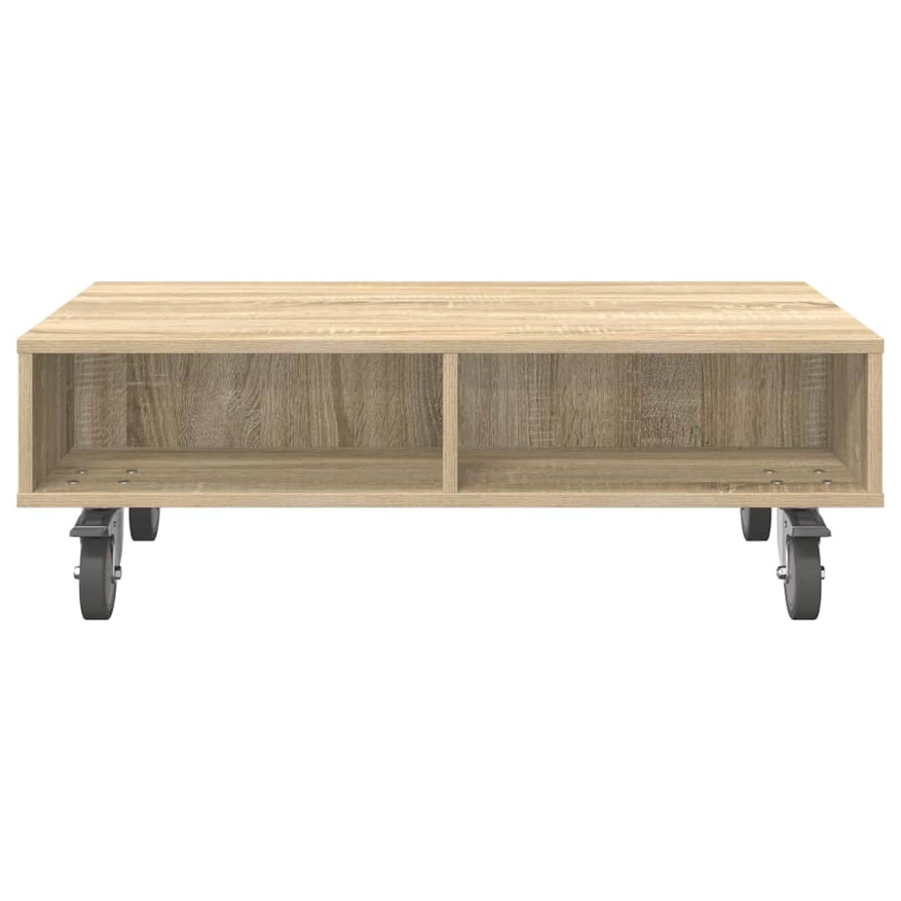 Produktbild för Sido bord med hjul Sonoma-ek 90 x 50 x 30 cm Konstruerat trä
