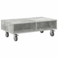 Produktbild för Sido bord med hjul Betonggrå 90 x 50 x 30 cm Konstruerat trä