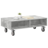 Produktbild för Sido bord med hjul Betonggrå 90 x 50 x 30 cm Konstruerat trä