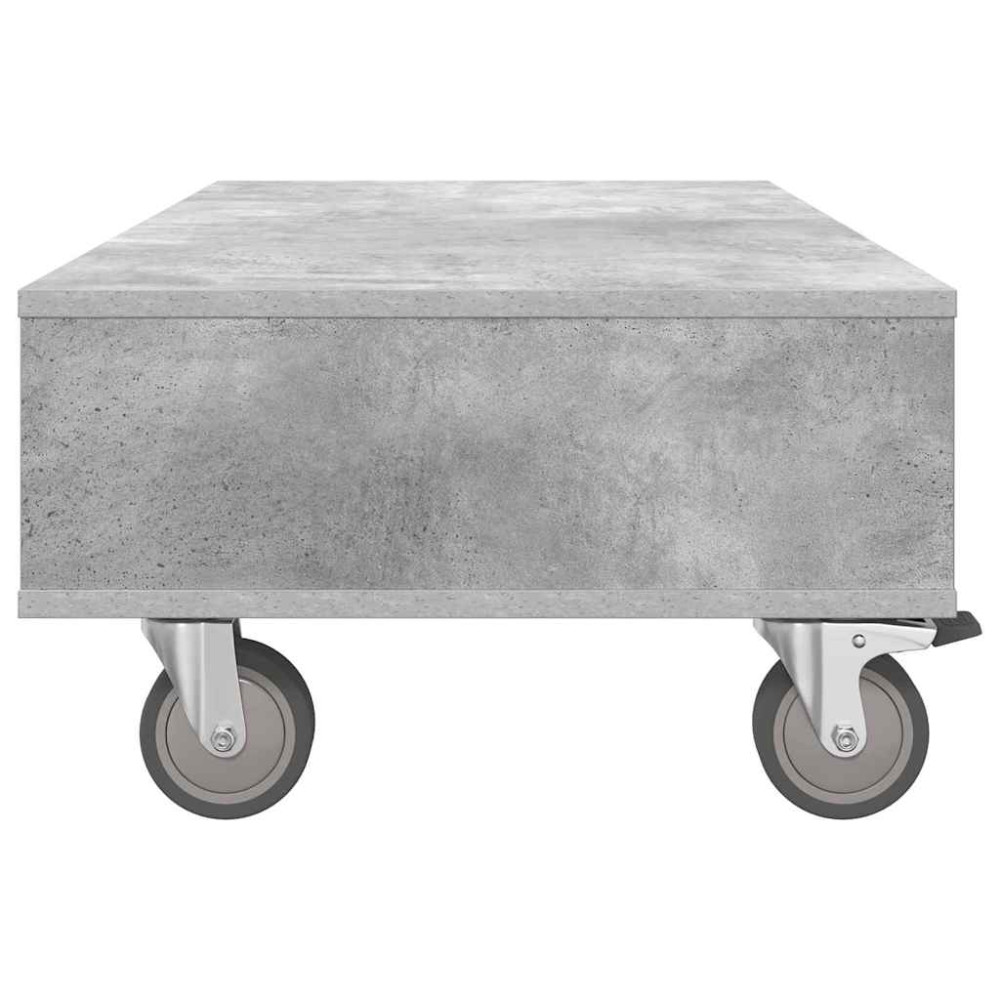Produktbild för Sido bord med hjul Betonggrå 90 x 50 x 30 cm Konstruerat trä