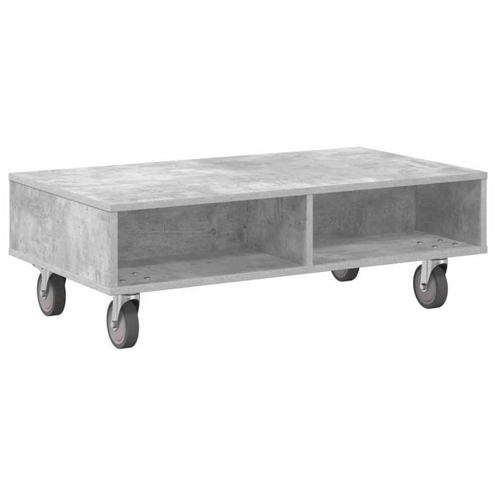Produktbild för Sido bord med hjul Betonggrå 90 x 50 x 30 cm Konstruerat trä