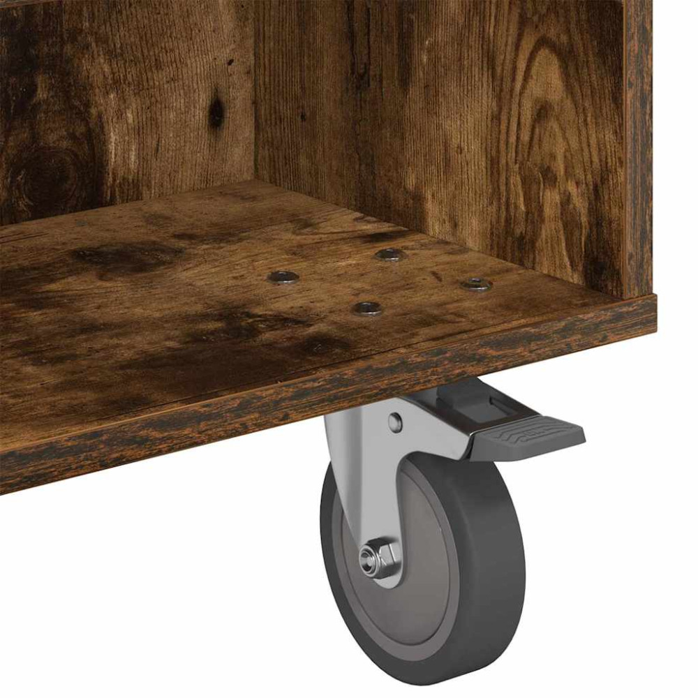 Produktbild för Sido bord med hjul Rökt ek 90 x 50 x 30 cm Konstruerat trä