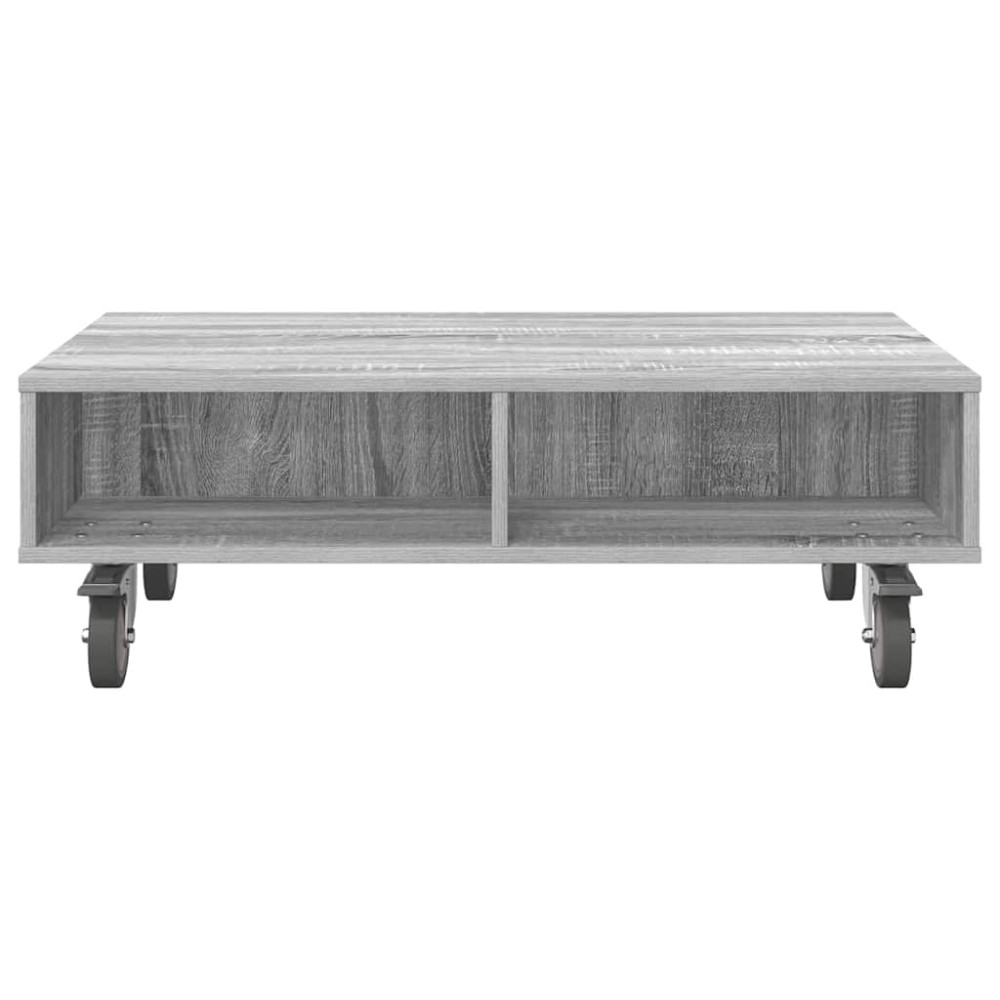 Produktbild för Sido bord med hjul Grå Sonoma 90 x 50 x 30 cm Konstruerat trä