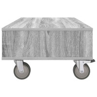 Produktbild för Sido bord med hjul Grå Sonoma 90 x 50 x 30 cm Konstruerat trä