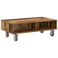 Produktbild för Sido bord med hjul Gammalt trä 90 x 50 x 30 cm Konstruerat trä
