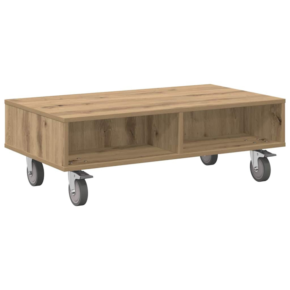 Produktbild för Sido bord med hjul Artisan Ek 90 x 50 x 30 cm Konstruerat trä