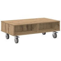 Produktbild för Sido bord med hjul Artisan Ek 90 x 50 x 30 cm Konstruerat trä