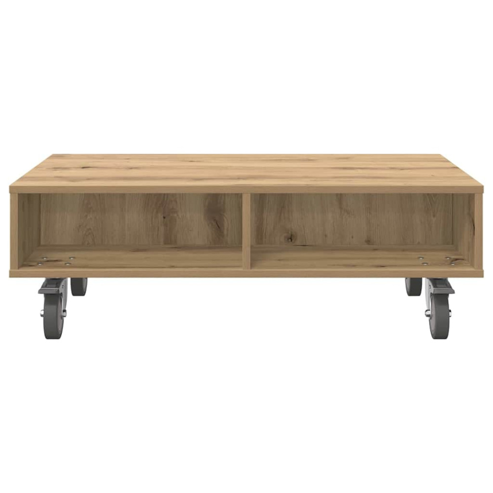 Produktbild för Sido bord med hjul Artisan Ek 90 x 50 x 30 cm Konstruerat trä