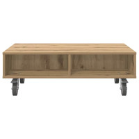 Produktbild för Sido bord med hjul Artisan Ek 90 x 50 x 30 cm Konstruerat trä