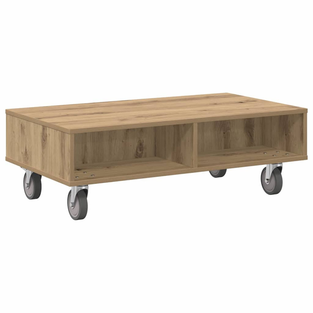 Produktbild för Sido bord med hjul Artisan Ek 90 x 50 x 30 cm Konstruerat trä