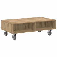 Produktbild för Sido bord med hjul Artisan Ek 90 x 50 x 30 cm Konstruerat trä