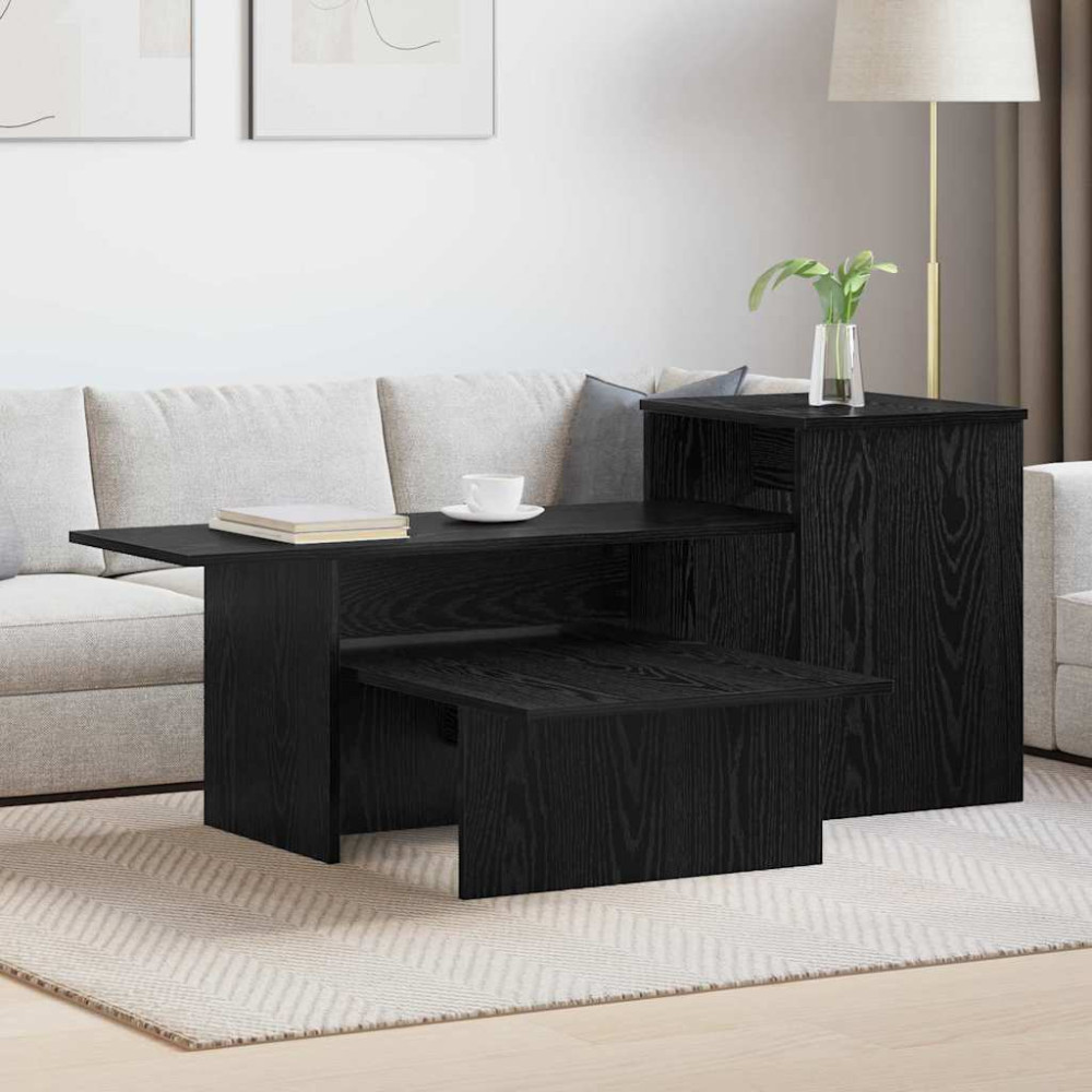 Produktbild för Konsolbord Svart Ek 91,5 x 35 x 38,5 cm Konstruerat trä