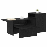 Produktbild för Konsolbord Svart Ek 91,5 x 35 x 38,5 cm Konstruerat trä