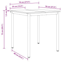 Produktbild för Matbord 70 x 70 x 75 cm METALL