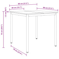 Produktbild för Matbord 80 x 80 x 75 cm METALL