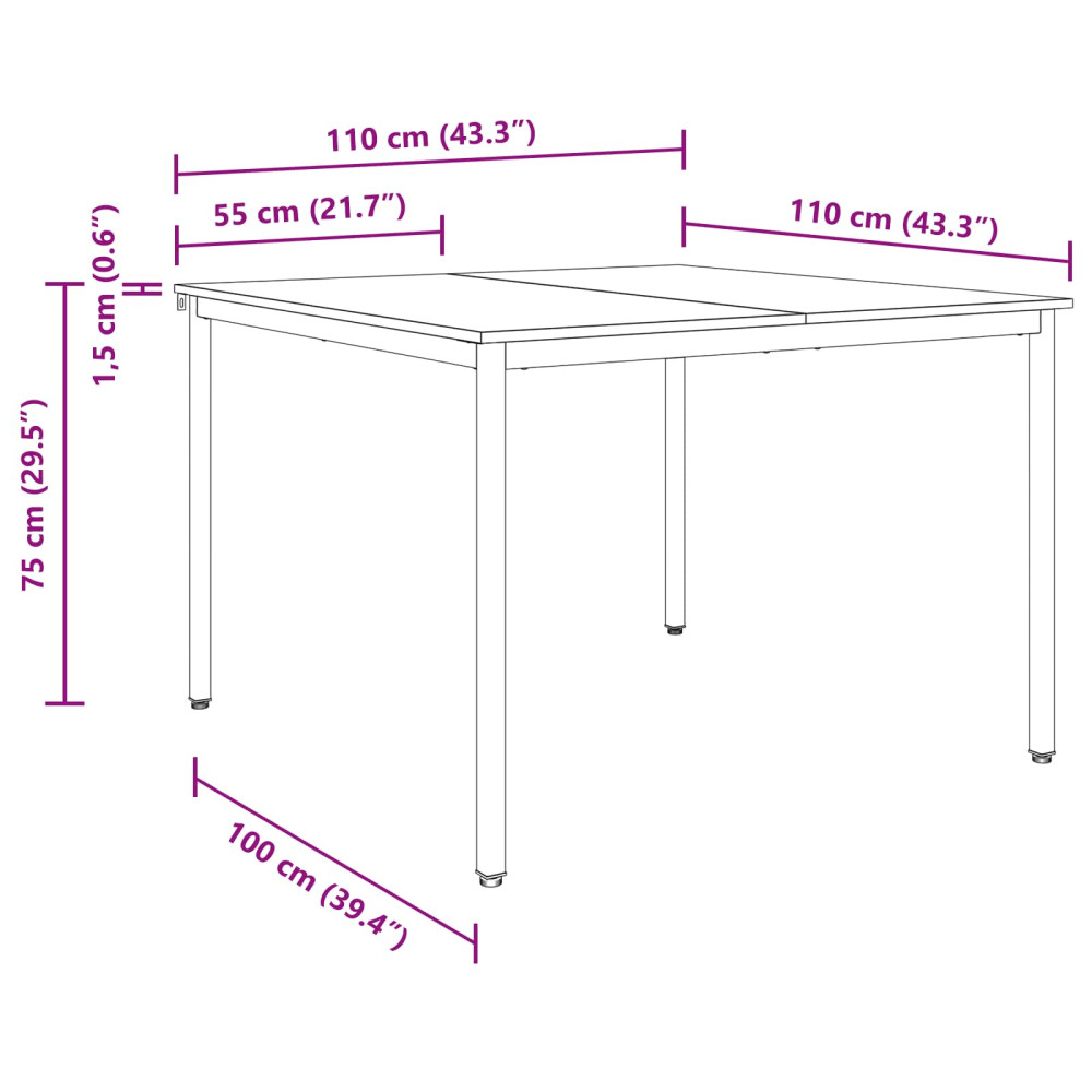 Produktbild för Matbord 110 x 110 x 75 cm METALL