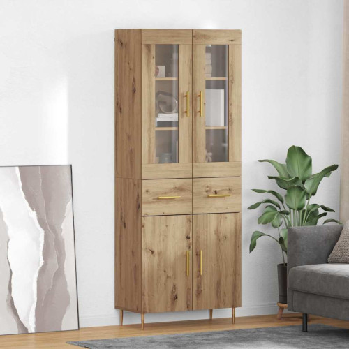vidaXL Skåp med låda 2 pcs Artisan Ek Konstruerat trä