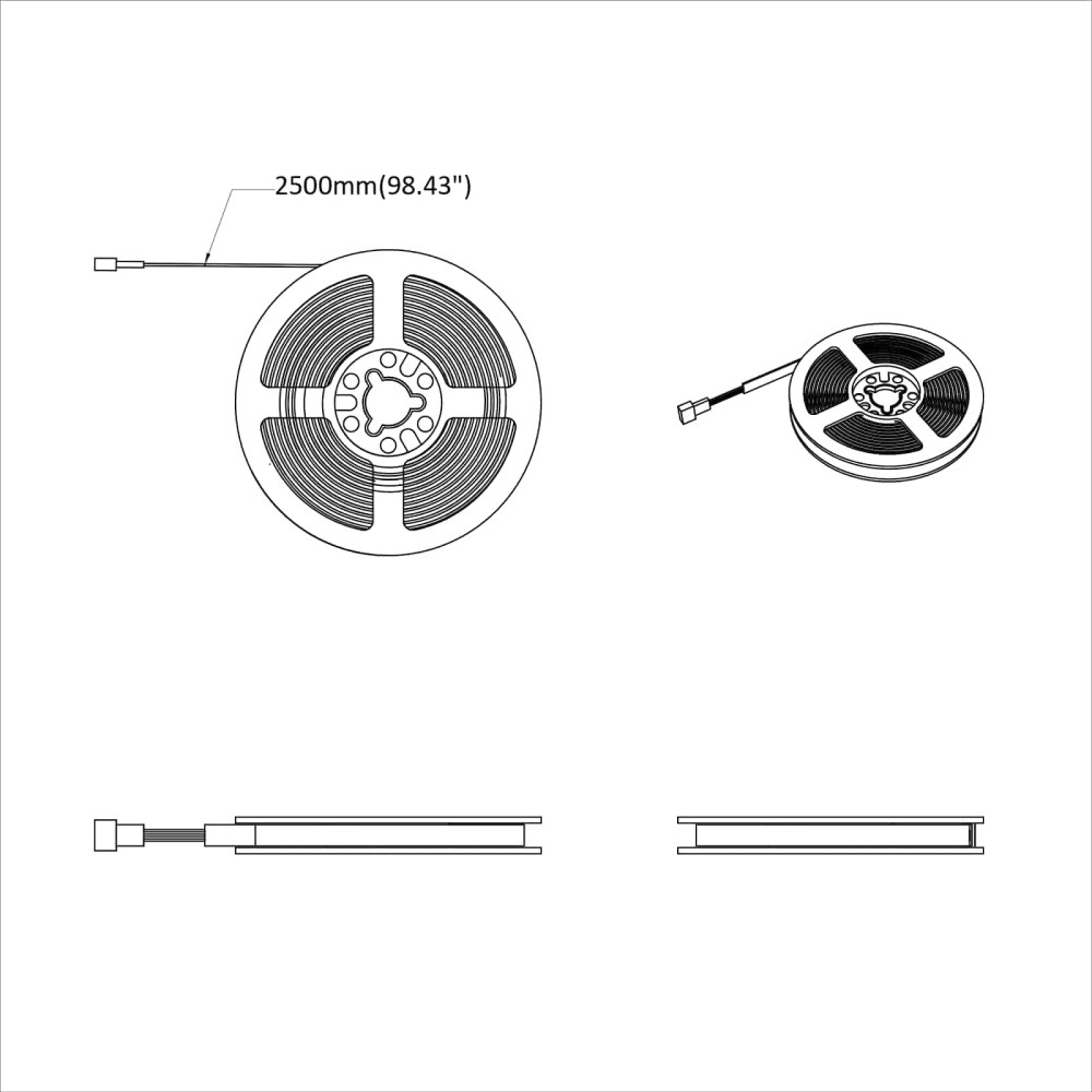 Produktbild för LED Band 2 pcs Svart och Transparent 2500 mm Koppar och plast