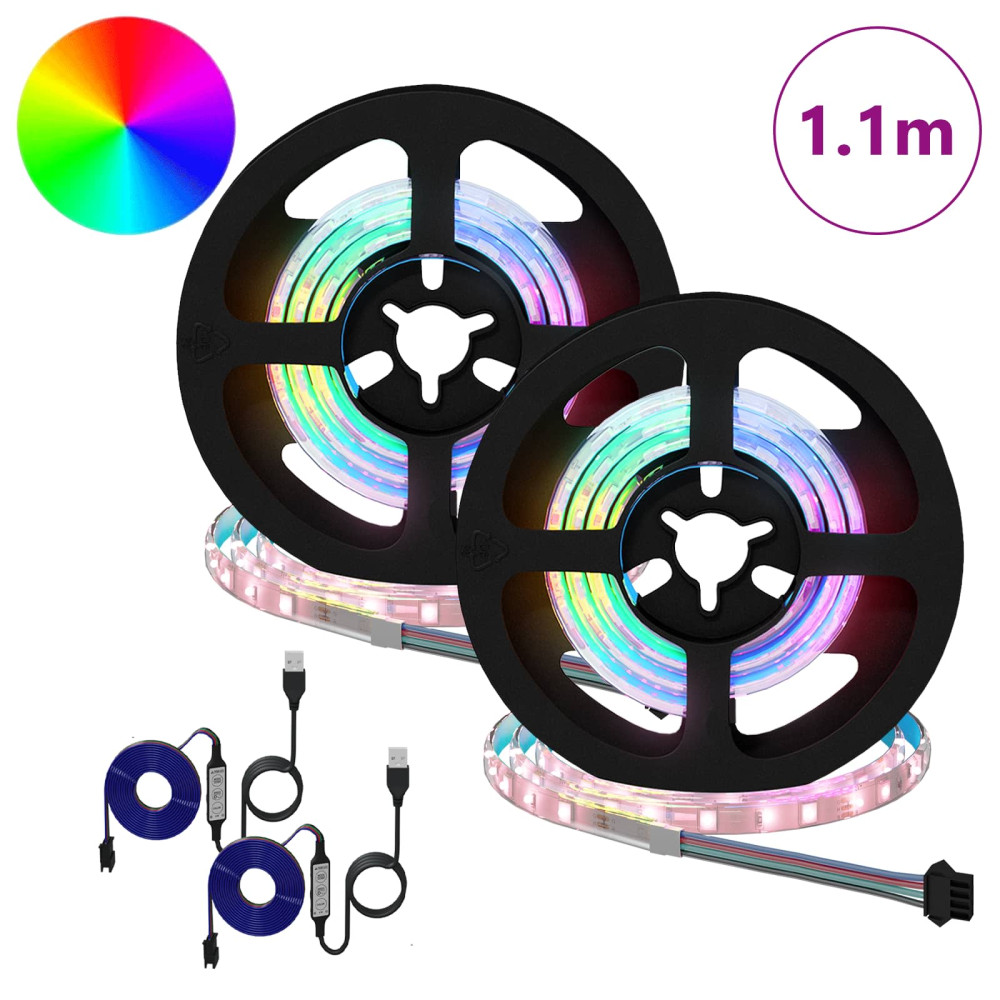 Produktbild för LED Band 2 pcs Svart och Transparent 550 mm Koppar och plast