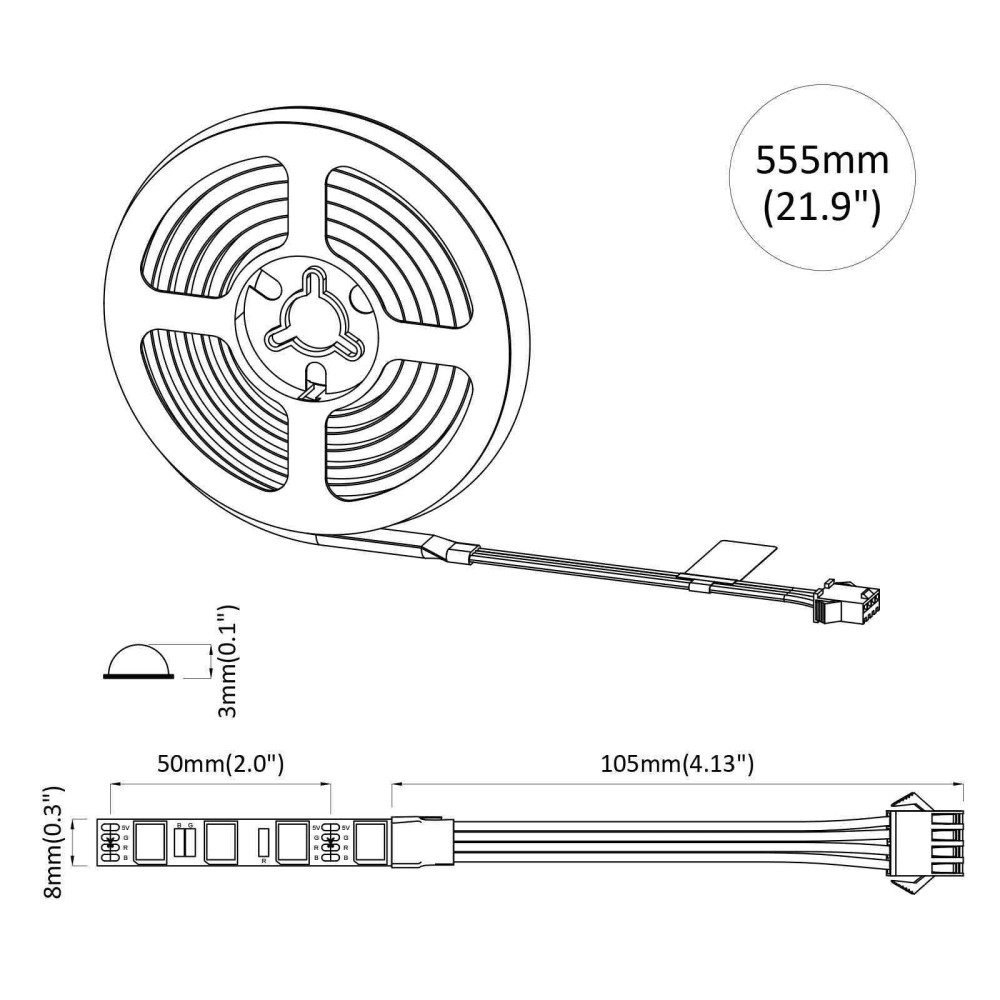 Produktbild för LED Band 2 pcs Svart och Transparent 550 mm Koppar och plast