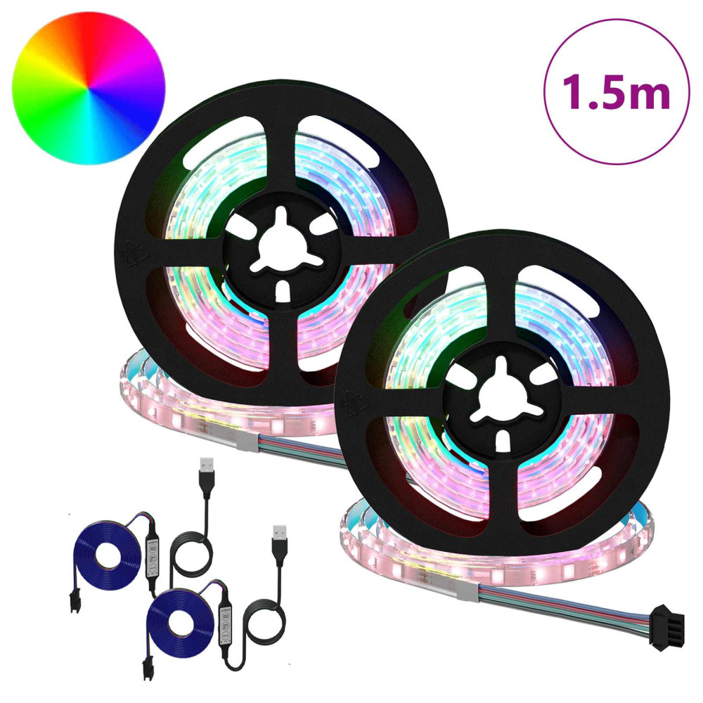 Produktbild för LED Band 2 pcs Svart och Transparent 750 mm Koppar och plast