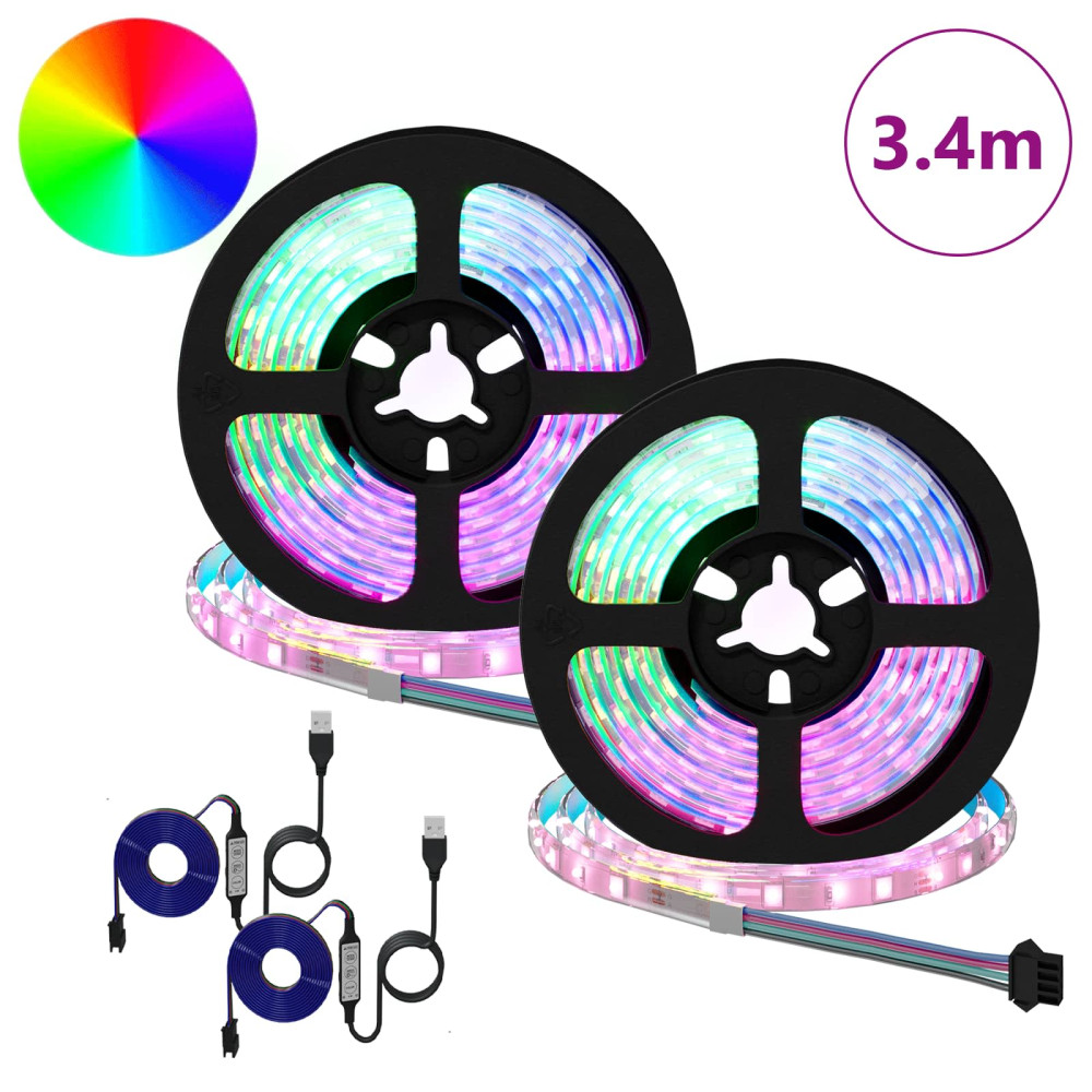 Produktbild för LED Band 2 pcs Svart och Transparent 1700 mm Koppar och plast