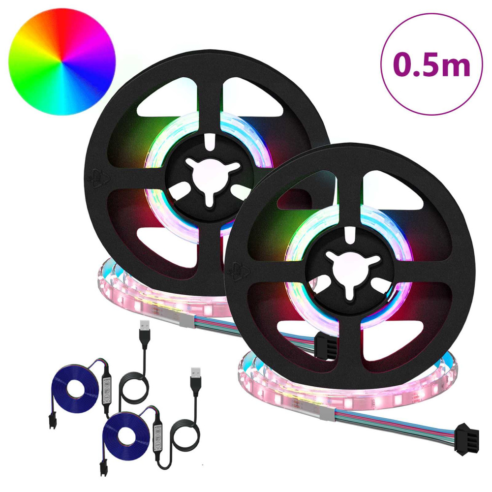 Produktbild för LED Band 2 pcs Svart och Transparent 250 mm Koppar och plast