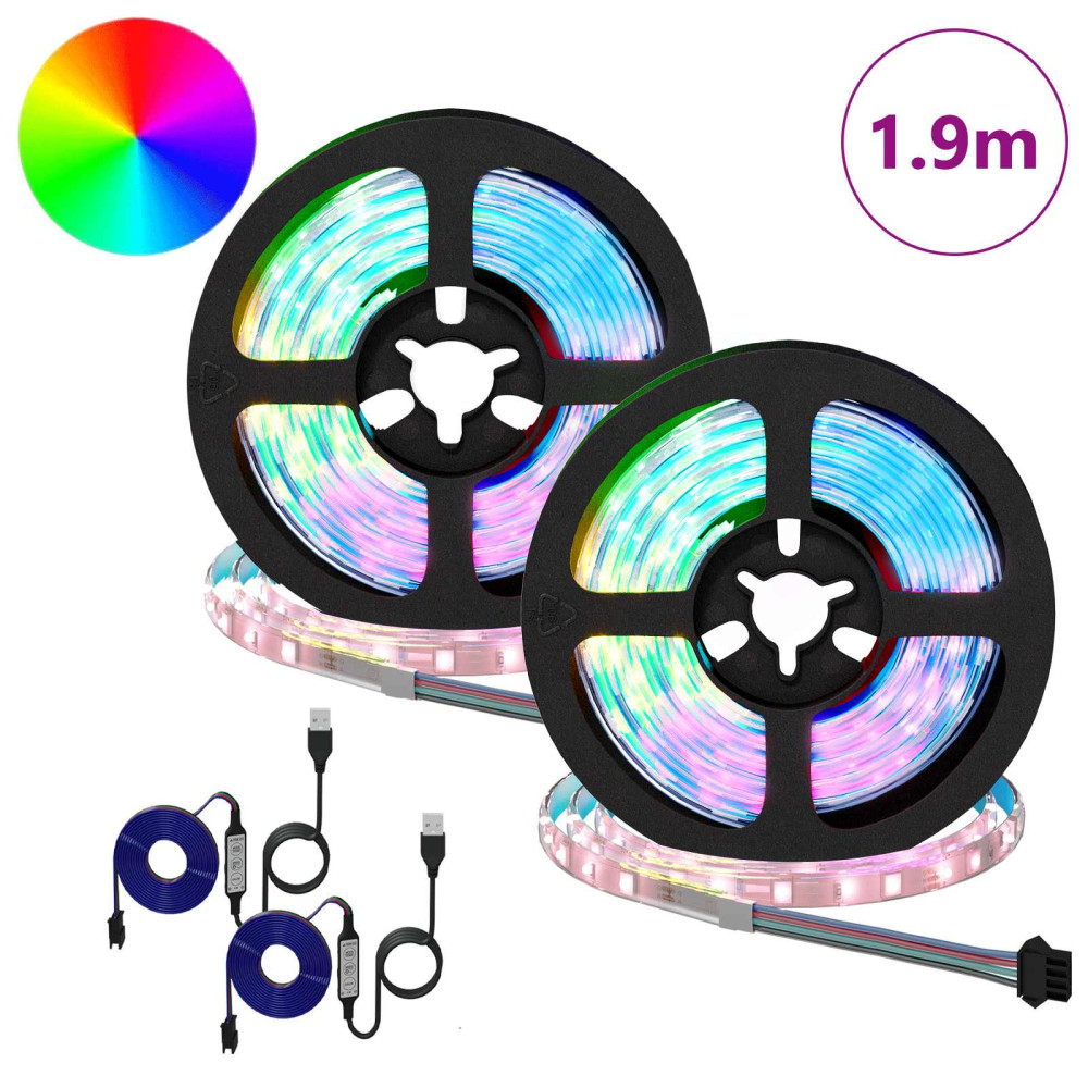 Produktbild för LED Band 2 pcs Svart och Transparent 950 mm Koppar och plast