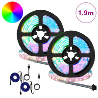 Produktbild för LED Band 2 pcs Svart och Transparent 950 mm Koppar och plast