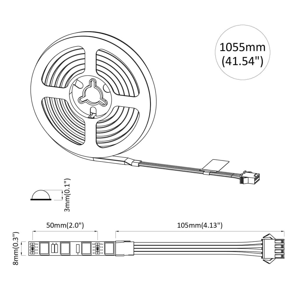Produktbild för LED Band 2 pcs Svart och Transparent 950 mm Koppar och plast