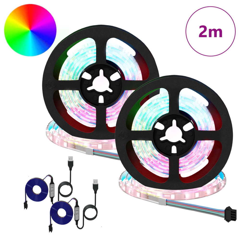 Produktbild för LED Band 2 pcs Svart och Transparent 1000 mm Koppar och plast