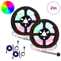Produktbild för LED Band 2 pcs Svart och Transparent 1000 mm Koppar och plast