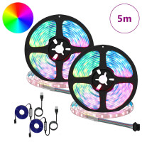 Produktbild för LED Band 2 pcs Svart och Transparent 2500 mm Koppar och plast
