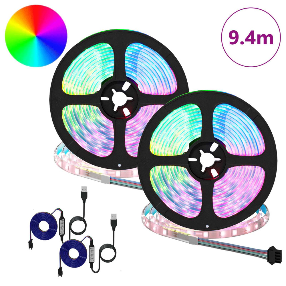 Produktbild för LED Band 2 pcs Svart och Transparent 4700 mm Koppar och plast