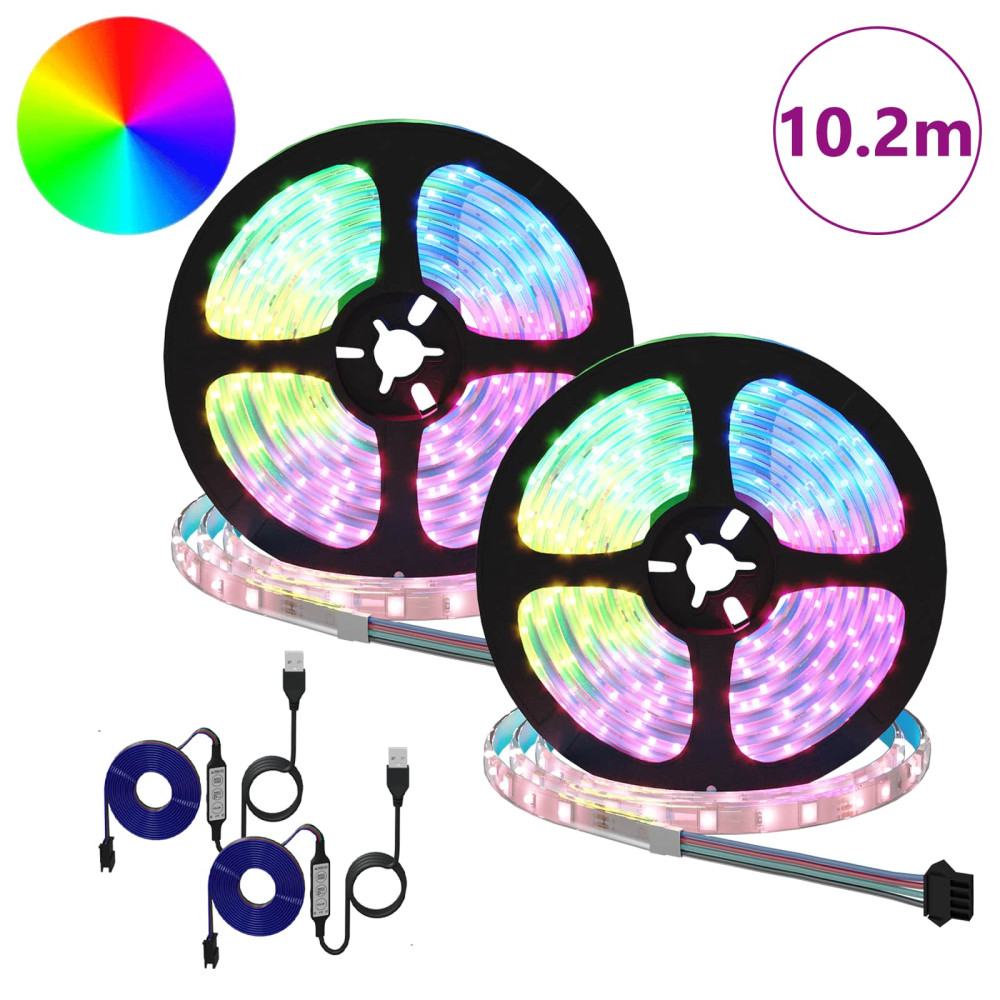 Produktbild för LED Band 2 pcs Svart och Transparent 5100 mm Koppar och plast