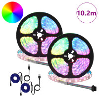 Produktbild för LED Band 2 pcs Svart och Transparent 5100 mm Koppar och plast