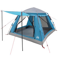 Produktbild för Snabbtält med regnskydd för 3 personer Blå 205 x 205 x 143 cm