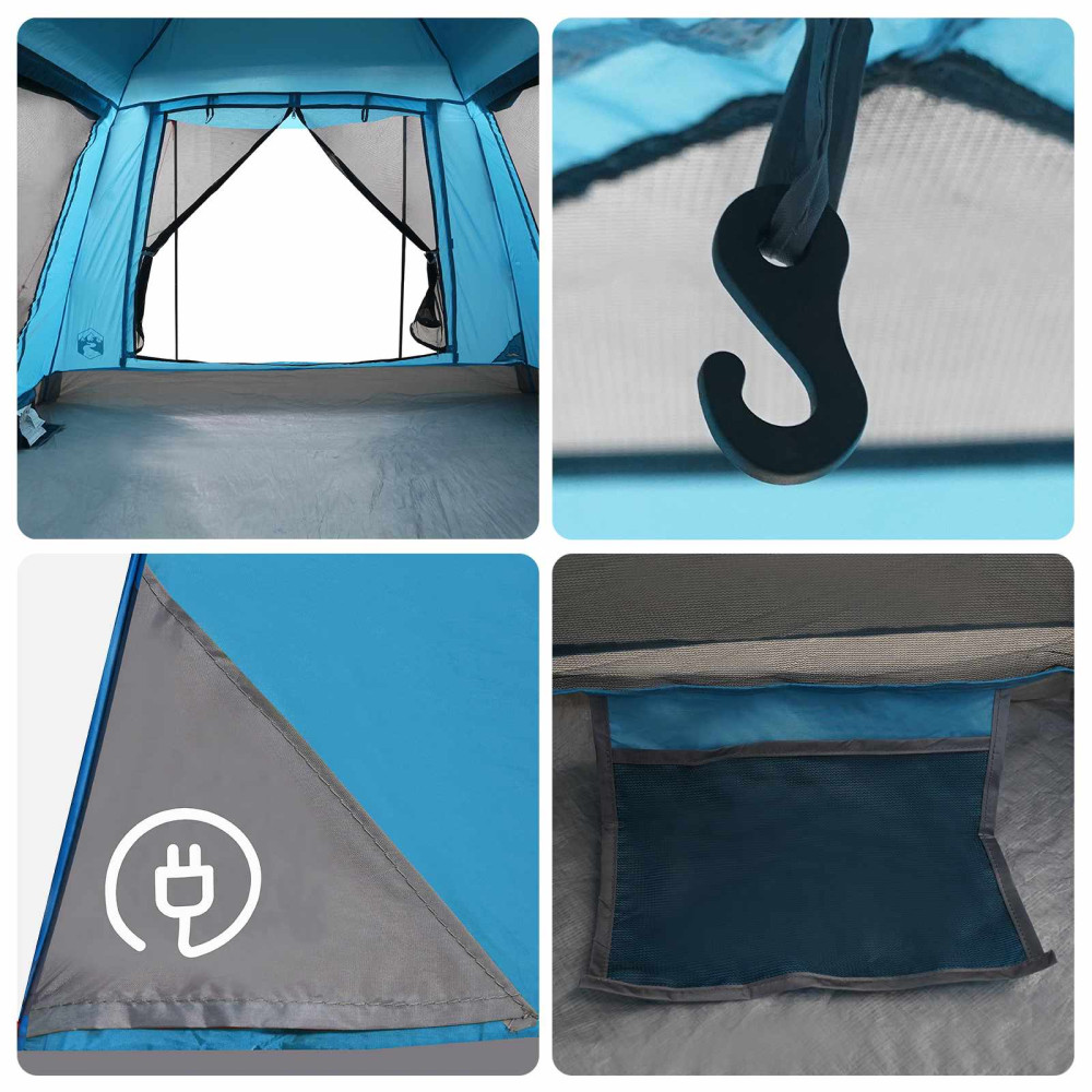 Produktbild för Snabbtält med regnskydd för 3 personer Blå 205 x 205 x 143 cm