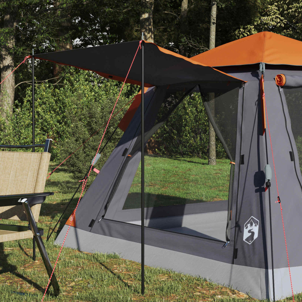 Produktbild för Snabbtält med regnskydd för 3 personer med tak Grå och orange
