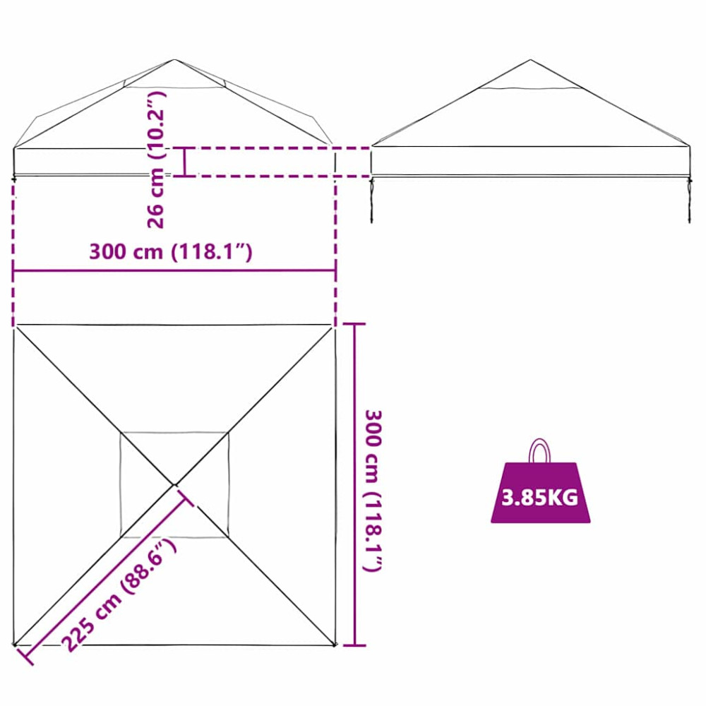 Produktbild för Gazebo överdrag ersättning 300 x 300 x 26 cm Transparent PVC