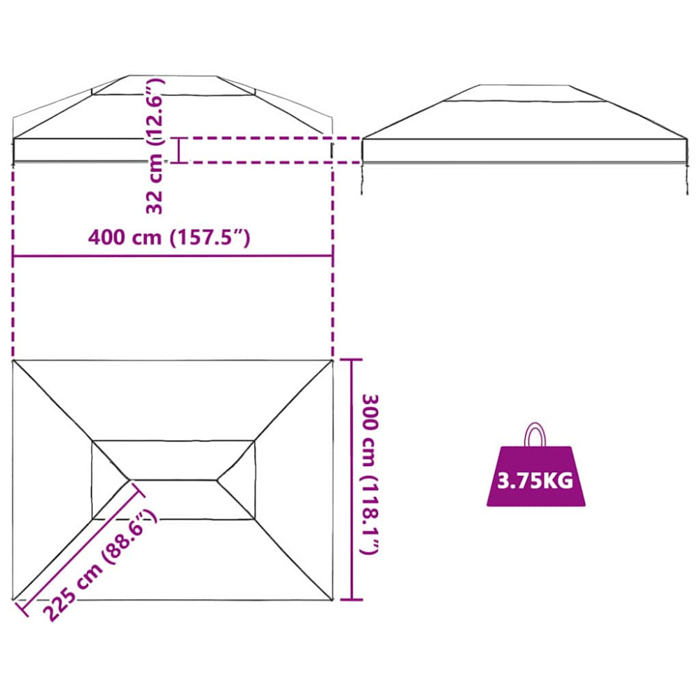 Produktbild för Gazebo överdrag ersättning Transparent 400 x 300 x 32 cm PVC