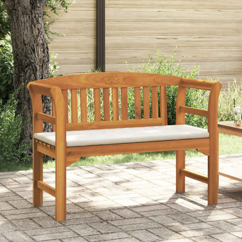 vidaXL Rosabänk med kudde Krämvit 114 x 46 x 82,5 cm Massivt Akaciaträ