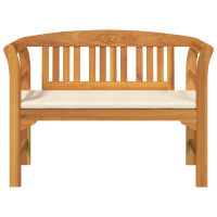 Produktbild för Rosabänk med kudde Krämvit 114 x 46 x 82,5 cm Massivt Akaciaträ