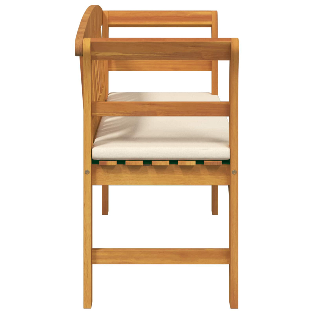 Produktbild för Rosabänk med kudde Krämvit 114 x 46 x 82,5 cm Massivt Akaciaträ