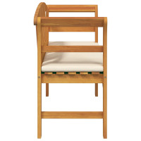 Produktbild för Rosabänk med kudde Krämvit 114 x 46 x 82,5 cm Massivt Akaciaträ
