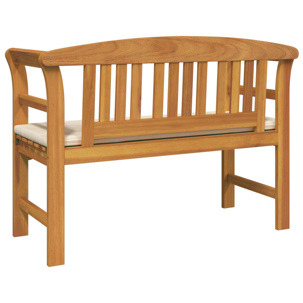 Produktbild för Rosabänk med kudde Krämvit 114 x 46 x 82,5 cm Massivt Akaciaträ