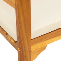 Produktbild för Rosabänk med kudde Krämvit 114 x 46 x 82,5 cm Massivt Akaciaträ