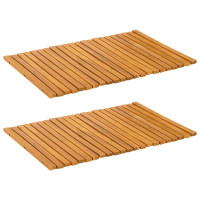 Produktbild för Badmatta Brun 60 x 40 cm Massivt Akaciaträ